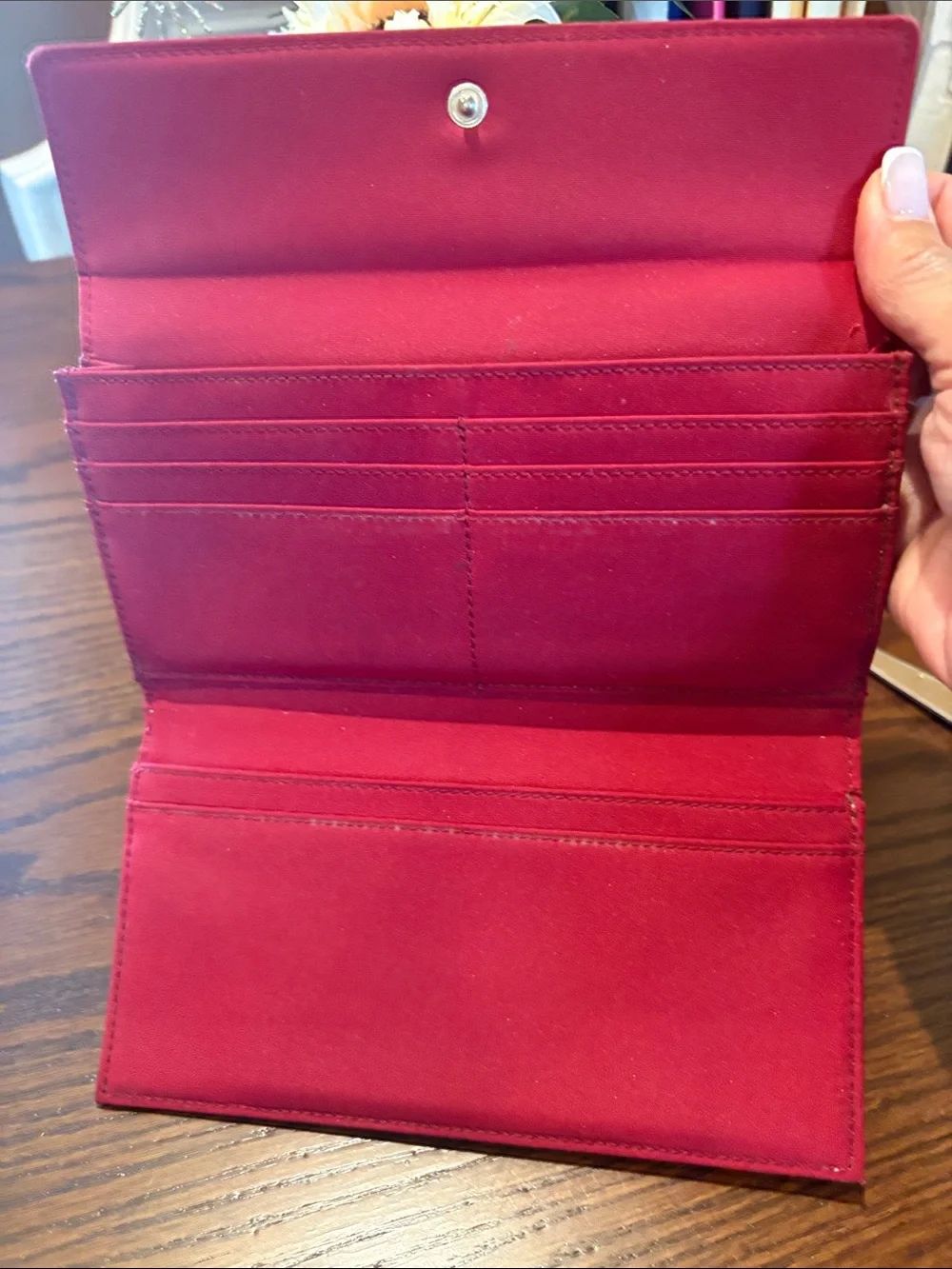 Lauren Ralph Lauren Red Leather Fold-Over Wallet